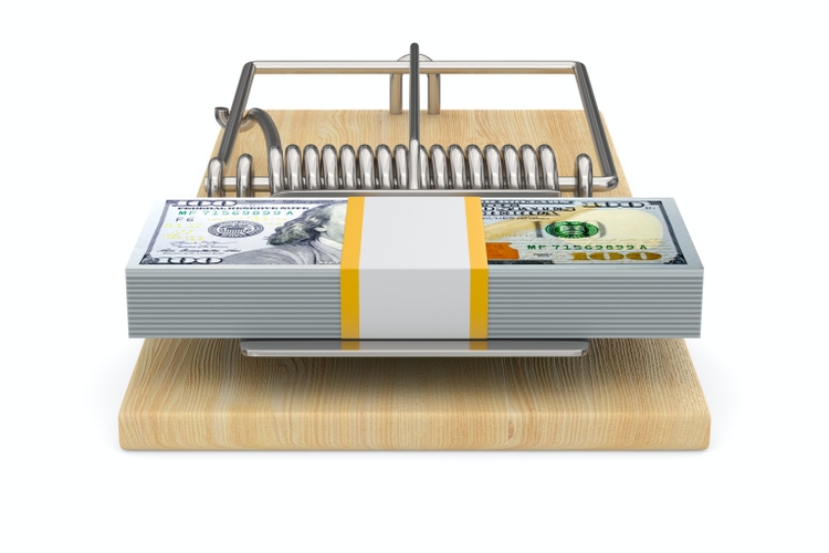 mousetrap on white background. Isolated 3d illustration