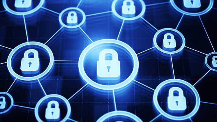 Padlocks networking like security system concept