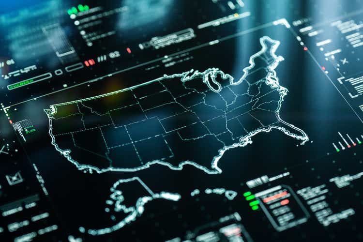 Digital Map of USA with data charts