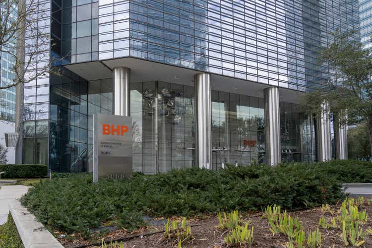The entrance to BHP office in Houston, Texas, USA.