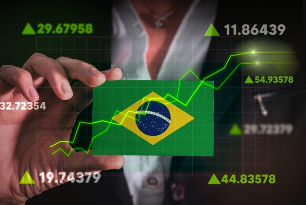 Graph growing up in Front Of Brazil Flag.