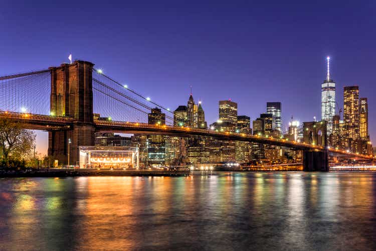 Brooklyn Bridge with Lower Manhattan skyline