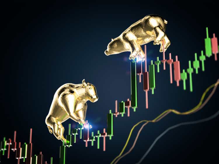 Bull and bear economy concept with bull and bear confront