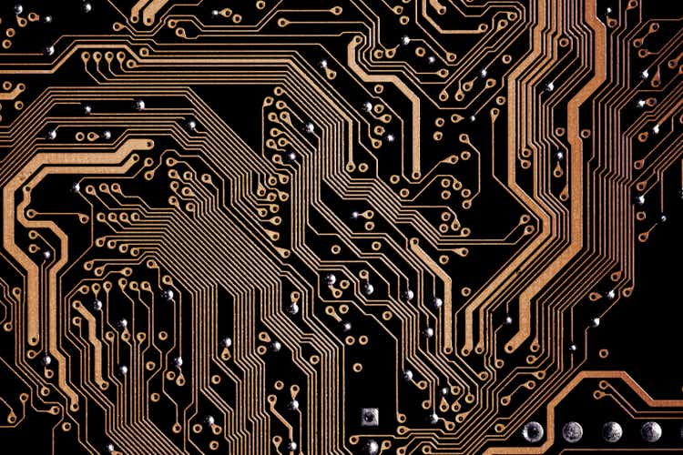 Circuit Board and electronic components close-up