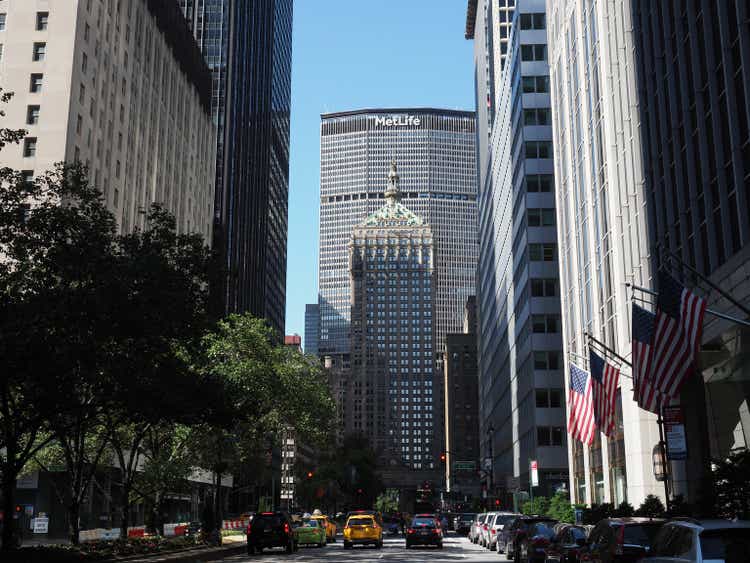The MetLife Building and 230 Park Avenue on a beautiful summer day.