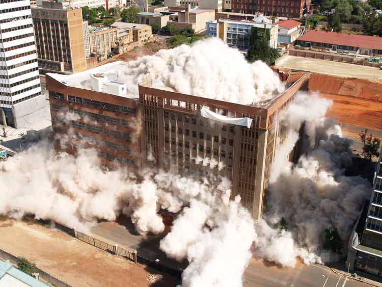 Building implosion in Johannesburg, South Africa