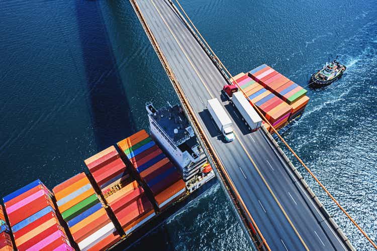 Aerial View of Container Ship