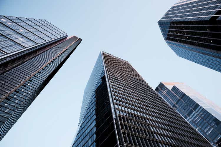 Low angle view of skyscrapers in London