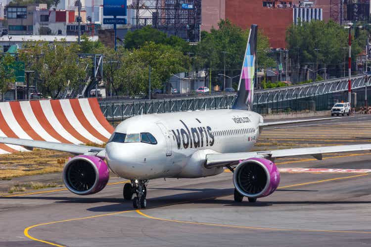 Volaris Airbus A320neo airplane Mexico City airport in Mexico