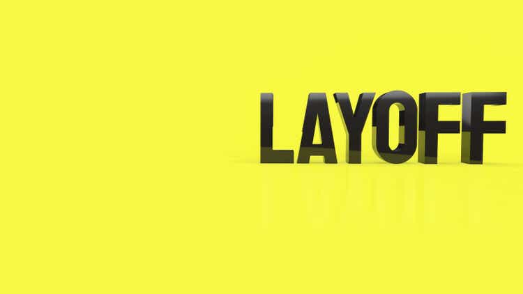 The black layoff text on yellow background 3d rendering