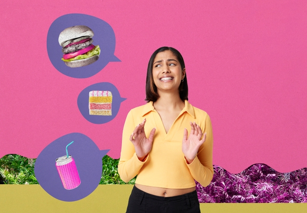 woman rejecting junk food