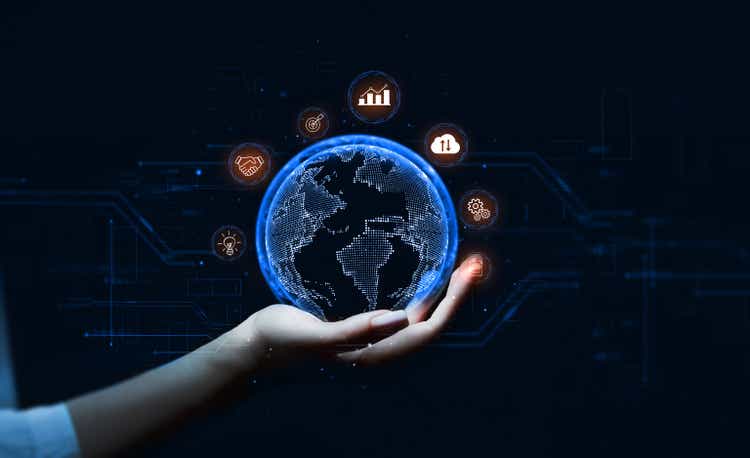 Big data, digital marketing and link tech concept. Global business internet connection application technology and development in digital marketing.