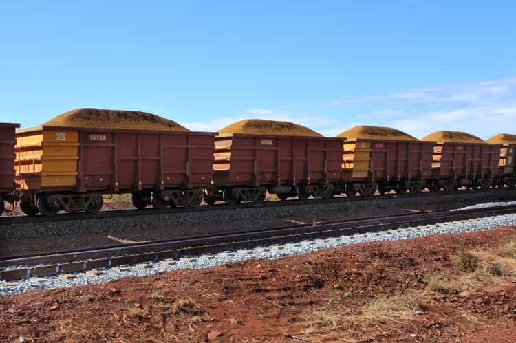 Rio Tinto"s iron ore train cars Tom Price Western Australia