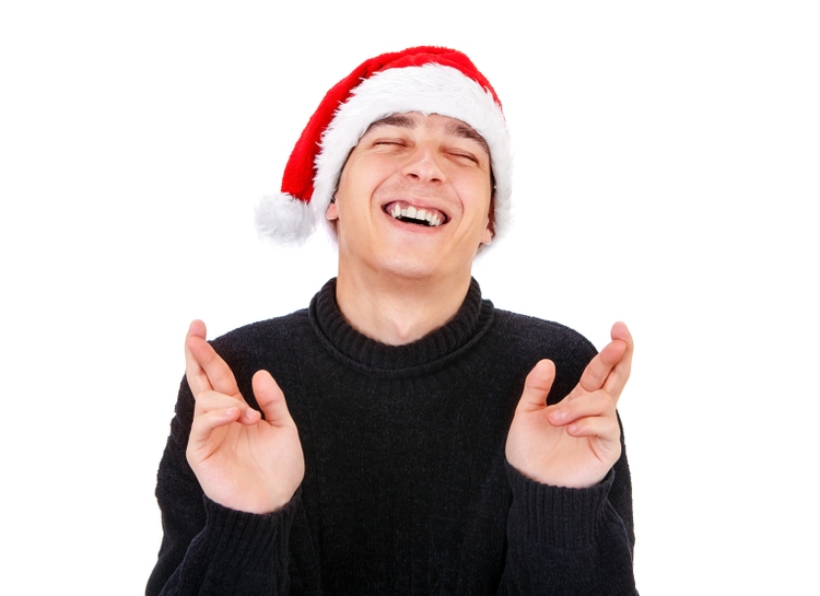 Young Man in Santa Hat