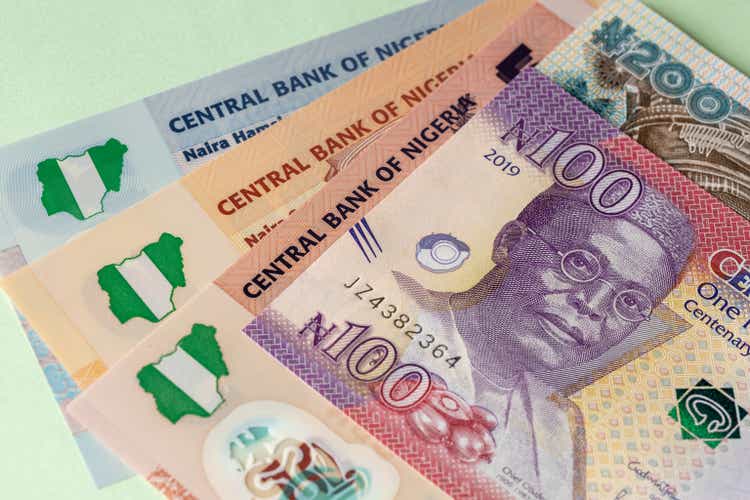 Nigeria money, Naira paper banknotes, Creative business and finance concept
