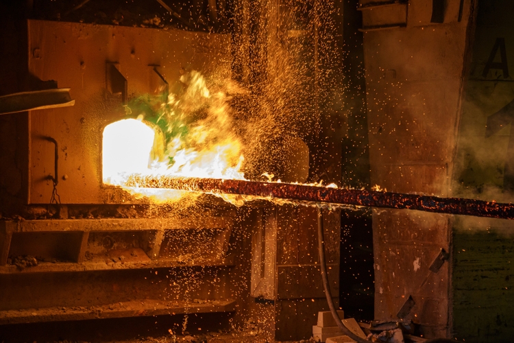 Copper toughening process in closeup view.