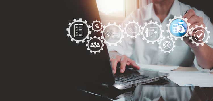 Budget and financial planning concept involving a management or executive CFO creating or confirming the company"s annual income and cost estimate. Annual strategic plan and corporate finance