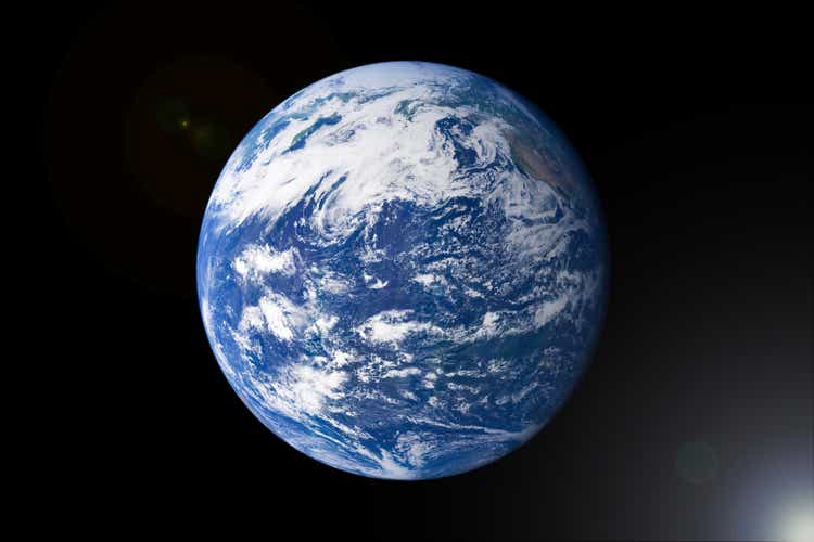 Detailed earth globe photo with white clouds, Isolated planet earth on an black background, World image from outer space, high resolution close up view. Elements of this image furnished by NASA