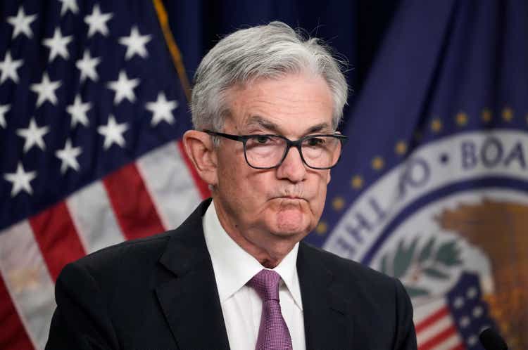 Federal Reserve Chairman Jerome Powell holds a press conference following the meeting of the Federal Open Market Committee