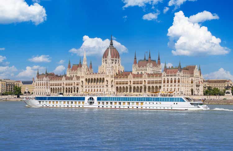 Hungary, boat cruise near the panoramic view and city skyline of the historical center of Budapest