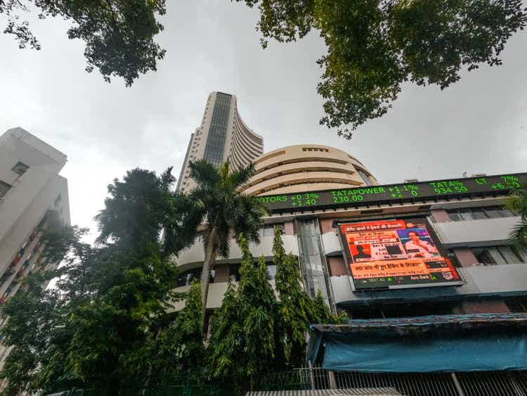 Shot Of Bombay Stock Exchange Building From Dalal Street In Mumbai
