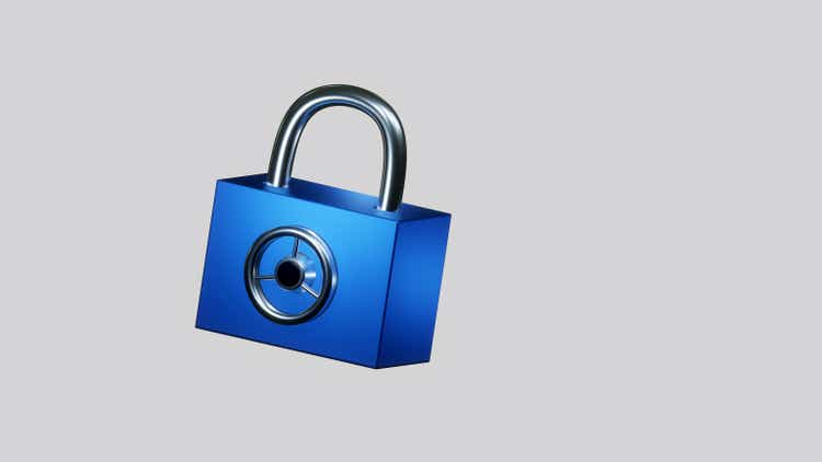 security padlock against white background