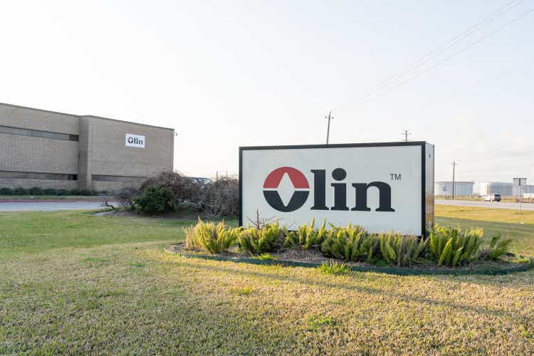 Olin Corporate office is shown in Freeport, TX, USA.