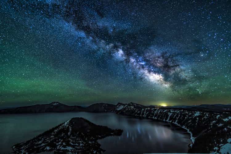 Milky Way Reflected by Crater Lake