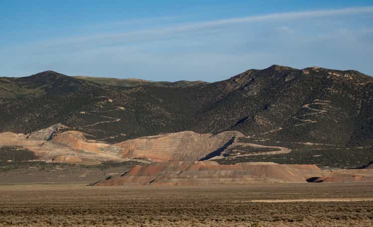 Open pit mine on a desert mountain in Nevada