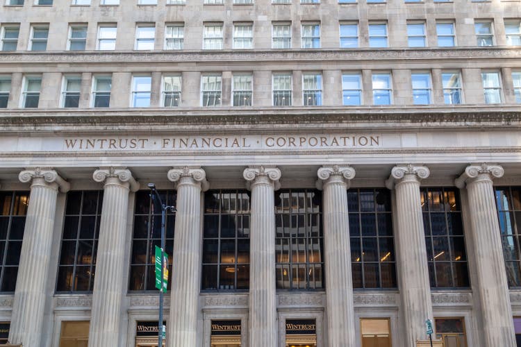 Wintrust Grand Banking hall in Chicago, Illinois, USA.