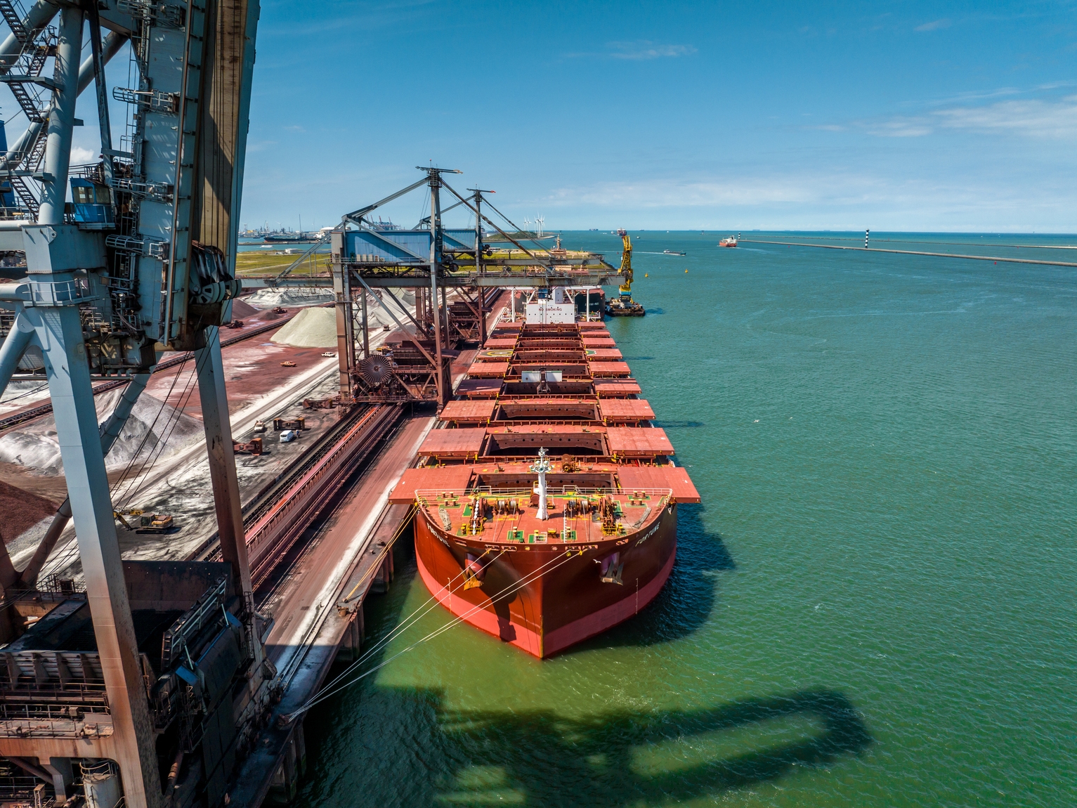 Bulk carrier at industrial port