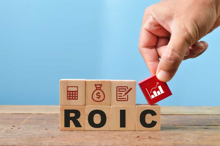 Wooden blocks with text ROIC stands for Return On Invested Capital