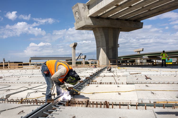Major Highway Infrastructure Project Built At Former Site Of Cowboys Stadium