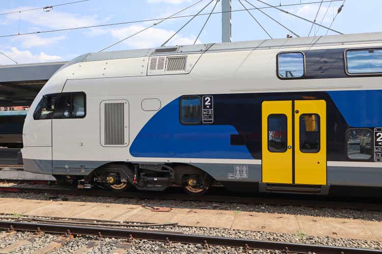 Electric train engine at the station