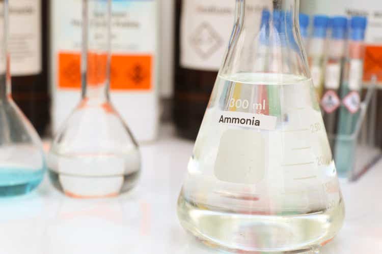 Ammonia in glass, chemical in laboratory