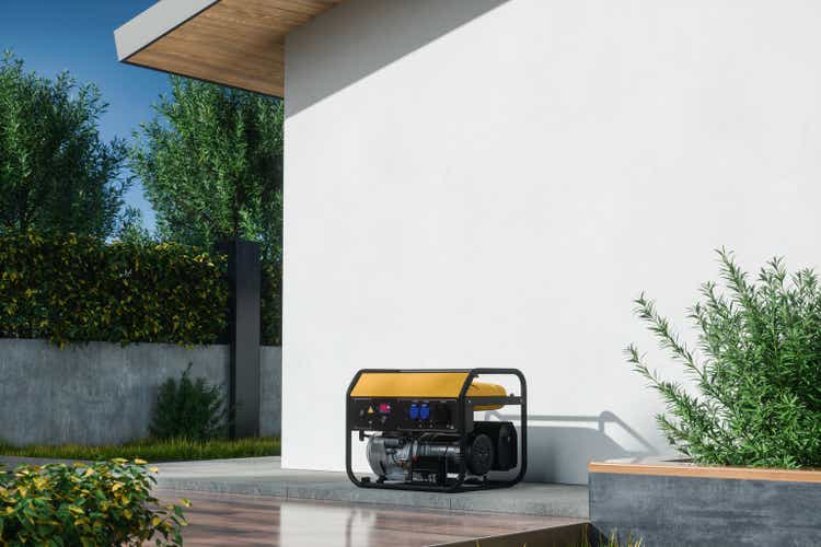 Close-up View Of Electric Generator In The Backyard