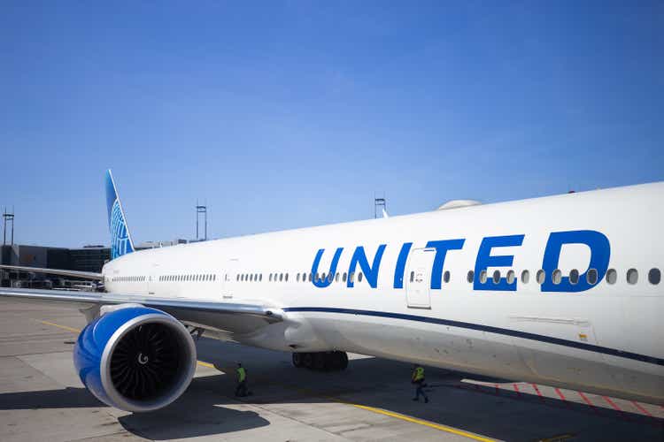 United Airlines Boeing airplane at the airport 2022