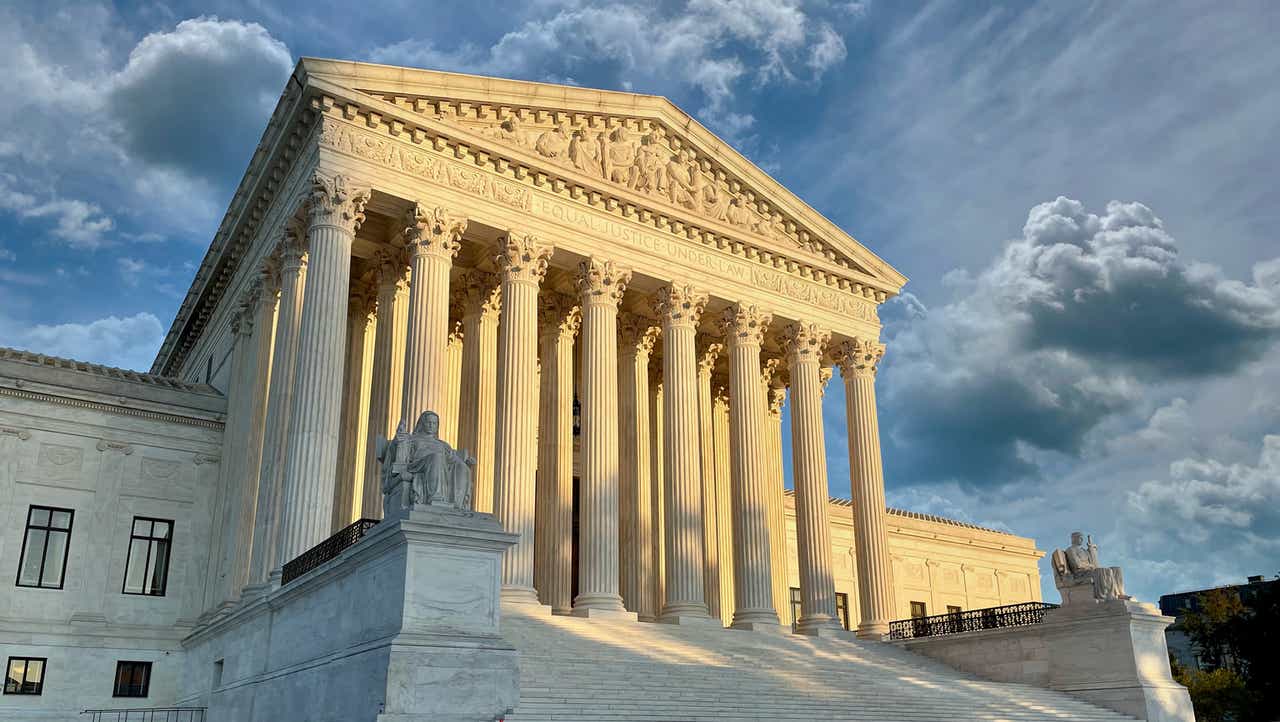 The United States Supreme Court Is Seen From The Side Of This