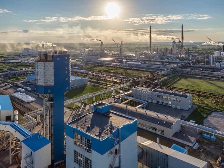 Aerial view of big chemical plant.