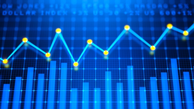 Stock market chart. Treading board. Profit and money. Financial and business graph. Buy and sell concept. Stock market volatility 3d illustration.