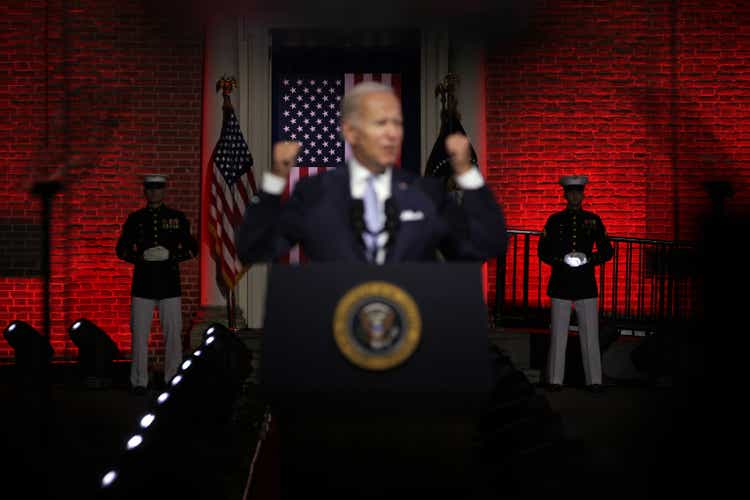 President Biden During Primetime Speech Outside Philadelphia"s Independence National Historical Park