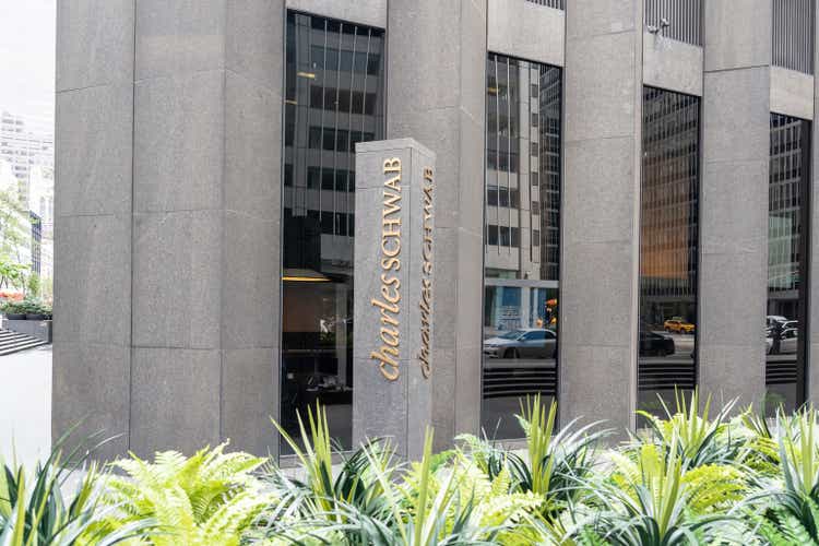 New York City, USA - August 21, 2022: Charles Schwab office building in Manhattan, NYC, USA.