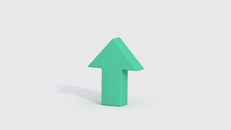 Uptrend rising arrow minimal 3D illustration