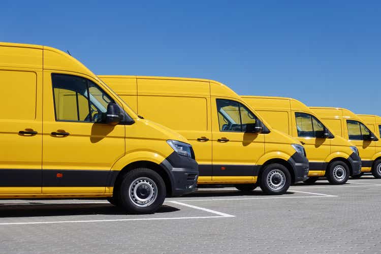 Yellow delivery vans