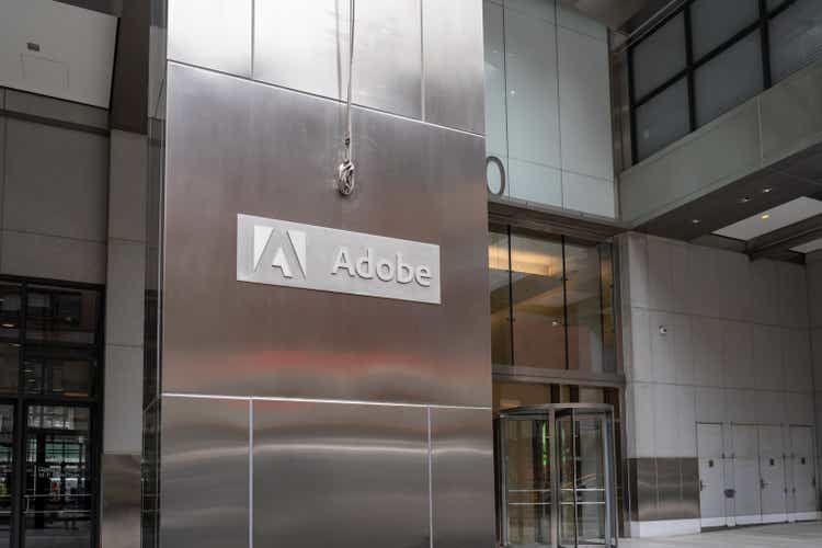 Adobe-Bürogebäude in New York City, USA.