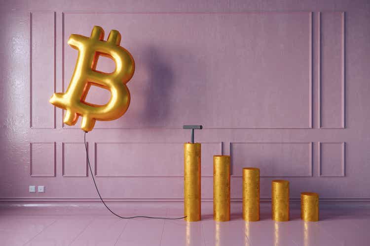 Inflated balloon bitcoin sign