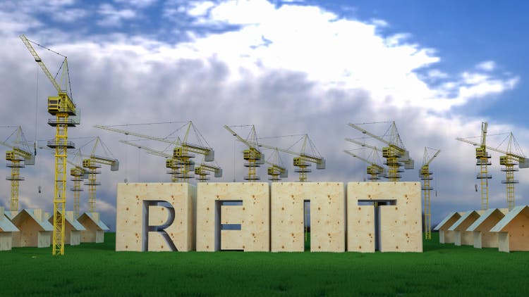 REIT. Concept image of Business Acronym REIT as Real Estate Investment Trust. 3d rendering