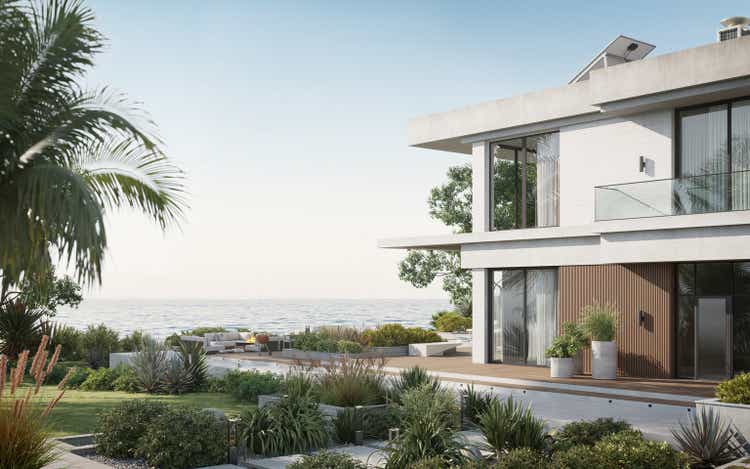 3d renders of luxurious house along the sea