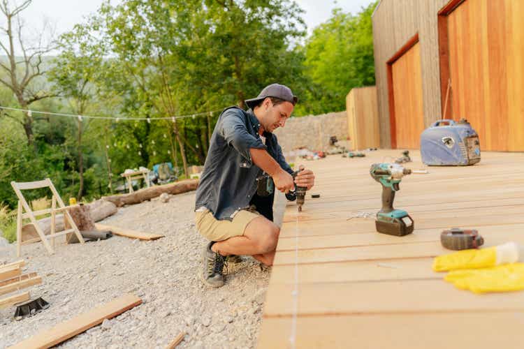 Carpenter working on his project