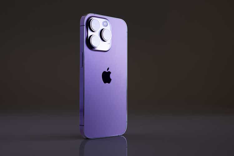 iPhone 14 Pro on dark background